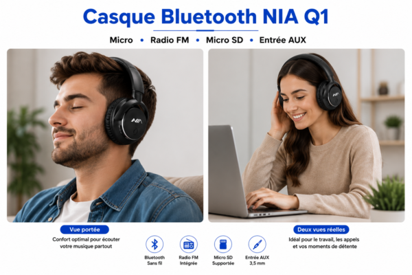 Casque audio Bluetooth rechargeable NIA Q1