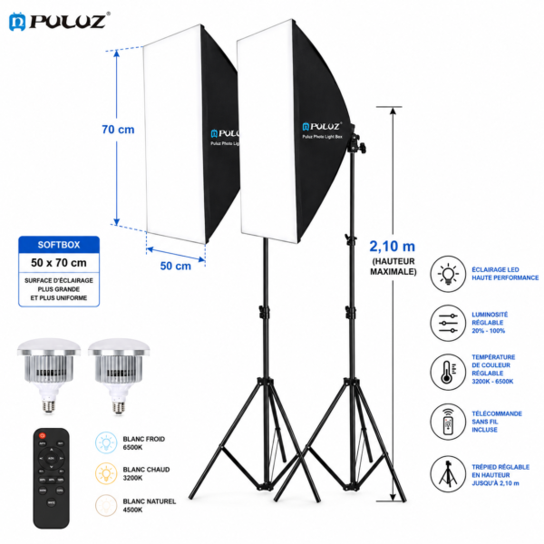 Softbox Puluz orientable pour photographie et vidéo professionnelle