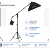 Éclairage studio Puluz 3 softbox professionnels et supports ajustables