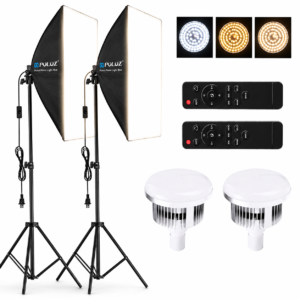 Softbox Puluz avec ampoules LED réglables et télécommandes pour photo vidéo