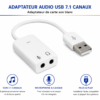 Adaptateur audio USB 7.1 canaux avec carte son externe pour PC et Mac