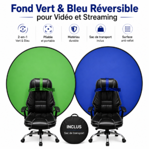 Arrière-plan double face vert et bleu pliable pour studio photo et vidéo
