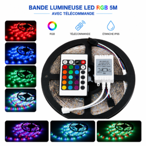 Ruban LED RGB multicolore avec 300 LEDs pour chambre et salon