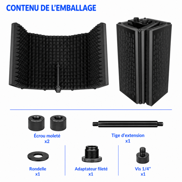 Bouclier d'isolation de microphone insonorisé en métal pour studio d'enregistrement