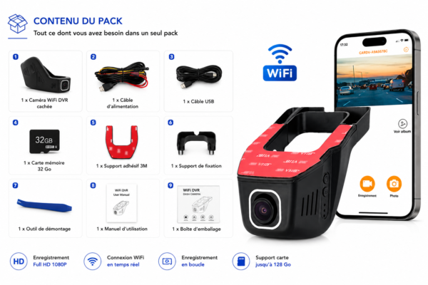 Caméra WiFi DVR cachée avec contrôle via smartphone