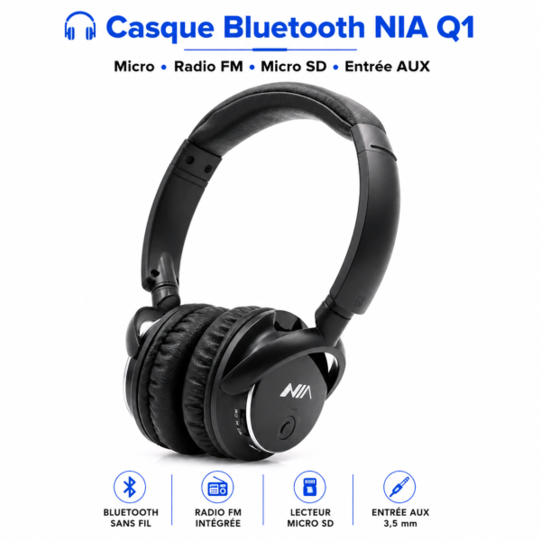 Casque Bluetooth NIA Q1 avec radio FM