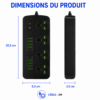 Multiprise USB avec 4 prises et 8 ports USB