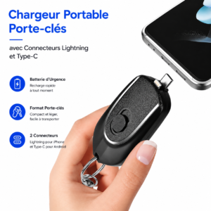 Chargeur portable d'urgence pour iPhone et Android
