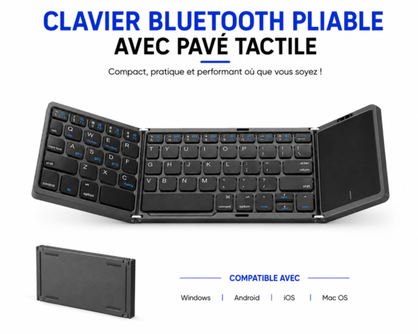Clavier Bluetooth portable rechargeable