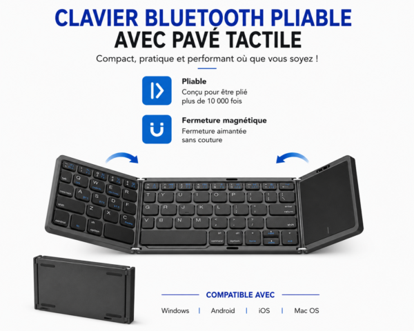 Clavier pliable compact avec trackpad