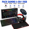Kit gaming avec clavier, souris, casque et tapis