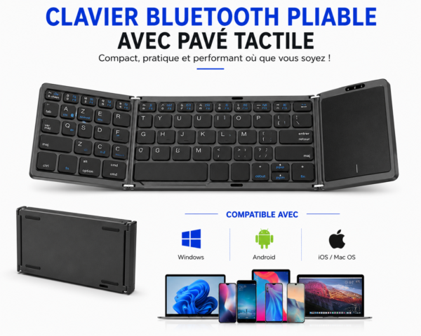 Clavier Bluetooth pour tablette et smartphone