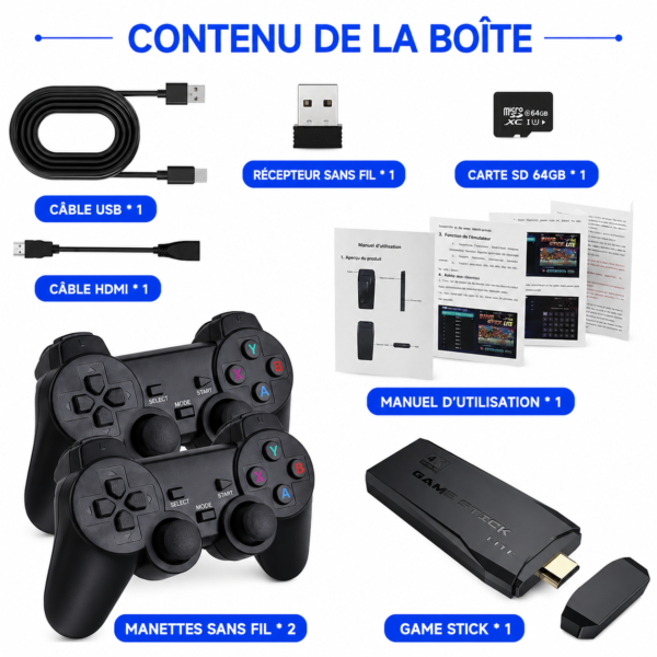Console rétro HDMI avec 2 manettes sans fil
