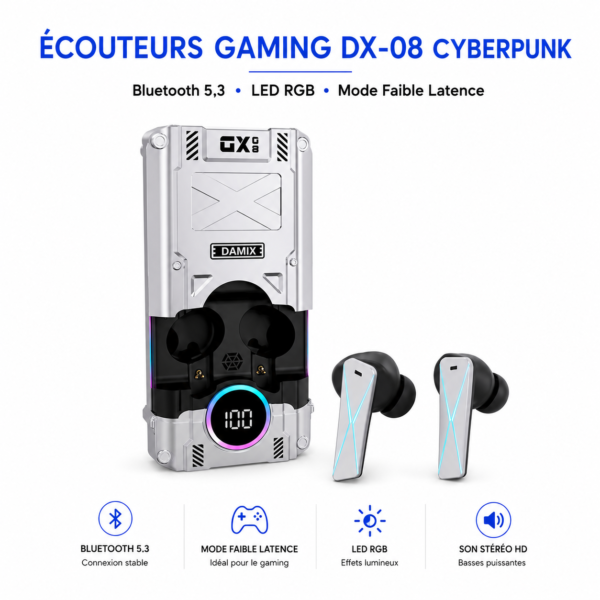 Écouteurs Gaming DX-08 Cyberpunk Bluetooth 5.3