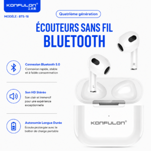 Écouteurs Bluetooth rechargeables Konfulon