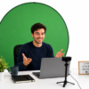 Fond vert bleu réversible pour création de contenu professionnel