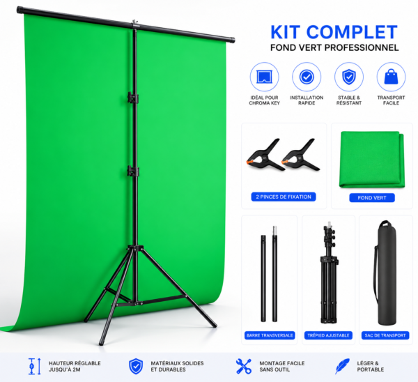 green screen professionnel pour streaming et youtube