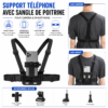 Support téléphone réglable avec sangle de poitrine pour smartphone et caméra