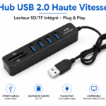 Hub USB 3 ports haute vitesse noir