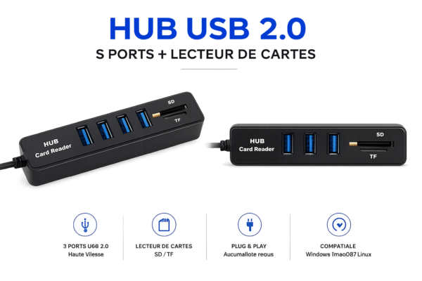 Concentrateur USB 2.0 Plug & Play