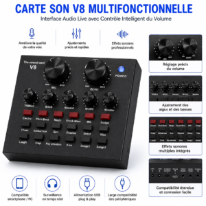 Carte Son V8 pour TikTok YouTube Facebook Live et podcast