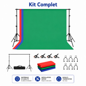 Kit fond vert chromakey pour YouTube TikTok et streaming professionnel