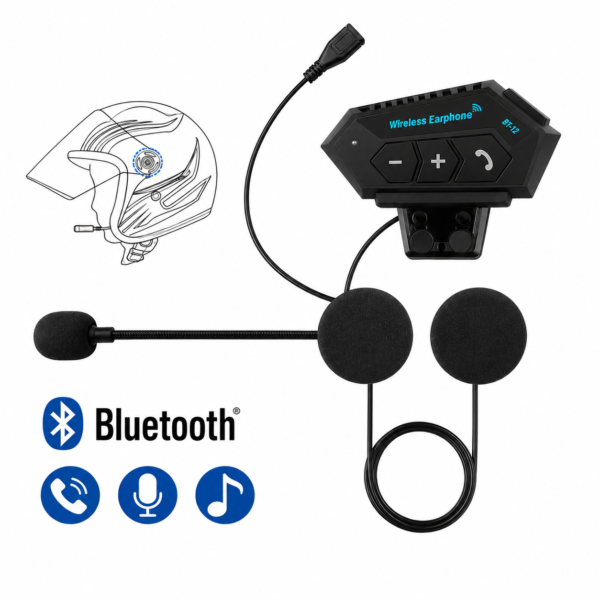 Intercom Bluetooth BT12 pour motards avec commandes au guidon