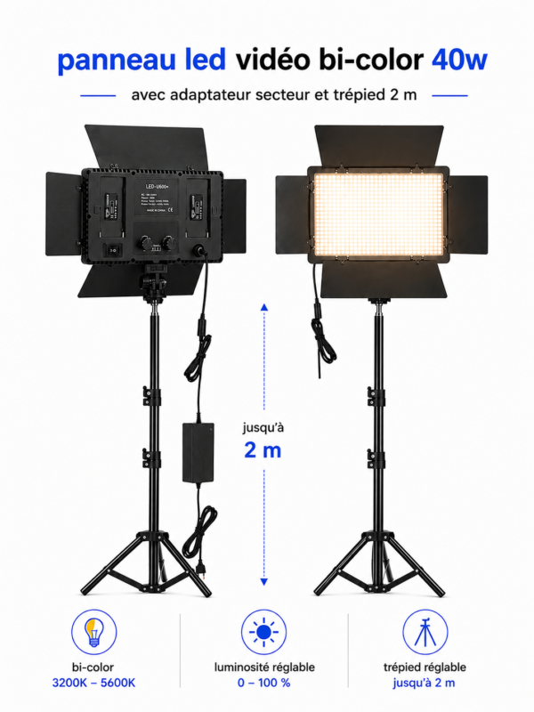 Lampe LED professionnelle pour photo et vidéo