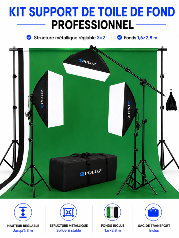Kit studio photo complet avec éclairage professionnel