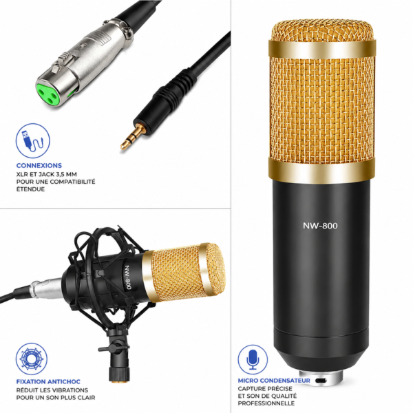 Micro BM-800 pour streaming YouTube TikTok et enregistrement vocal