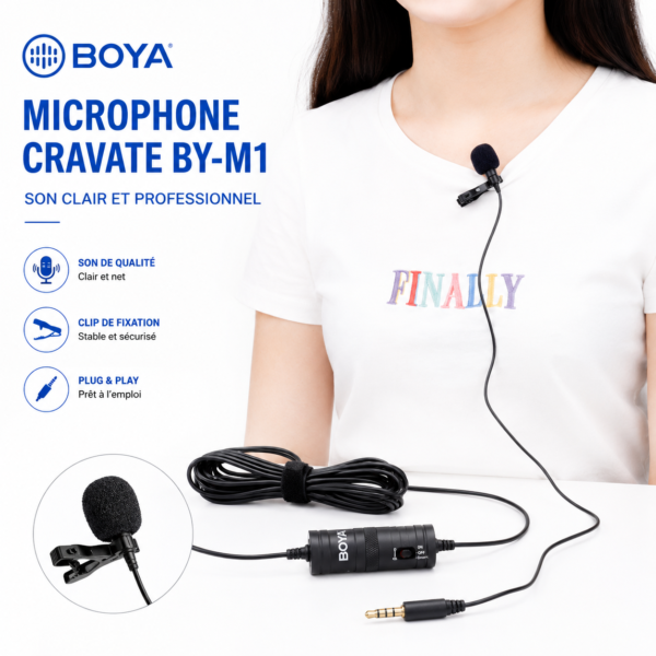 Microphone Cravate BOYA BY-M1 Original pour smartphone et caméra