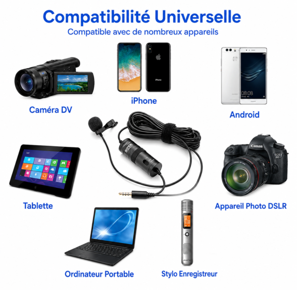 Micro Lavalier BOYA BY-M1 avec câble 6 mètres et son professionnel