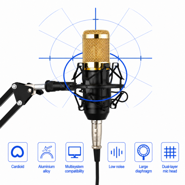Microphone studio BM800 avec support antichoc et bras réglable