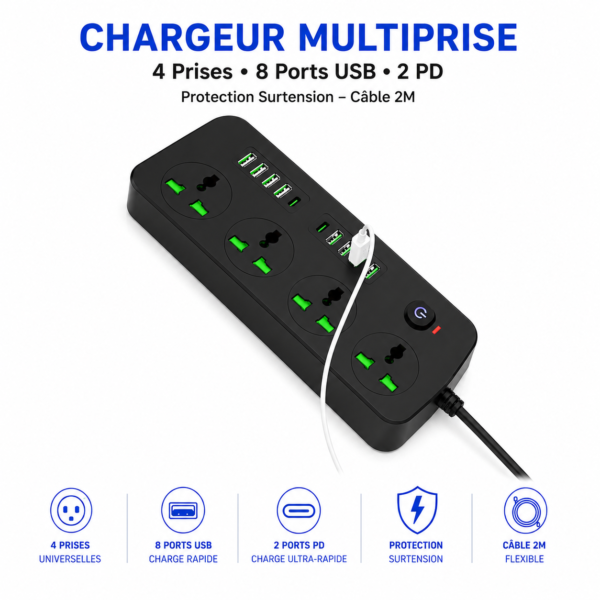 Multiprise avec protection contre les surtensions