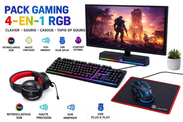 Clavier Gaming RGB avec accessoires