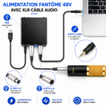 Phantom Power 48V avec filtre anti-interférences audio