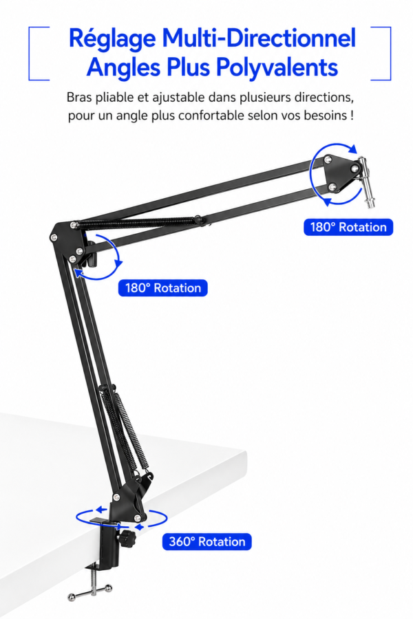 Support microphone universel en métal