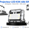 Projecteur LED multifonction rechargeable avec batterie intégrée