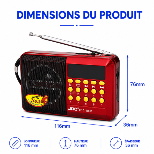 Radio numérique rechargeable JOC H1011BT