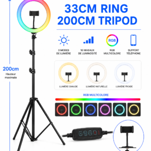 ring light led avec support smartphone