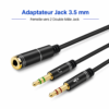 Adaptateur casque PC avec audio et micro