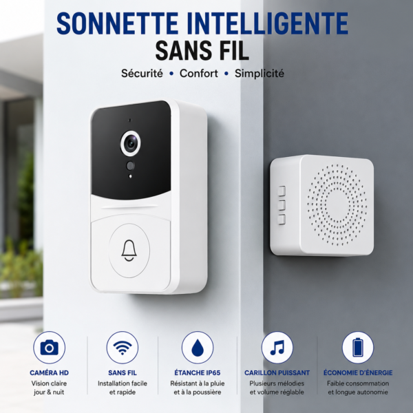 Sonnette sans fil avec récepteur secteur