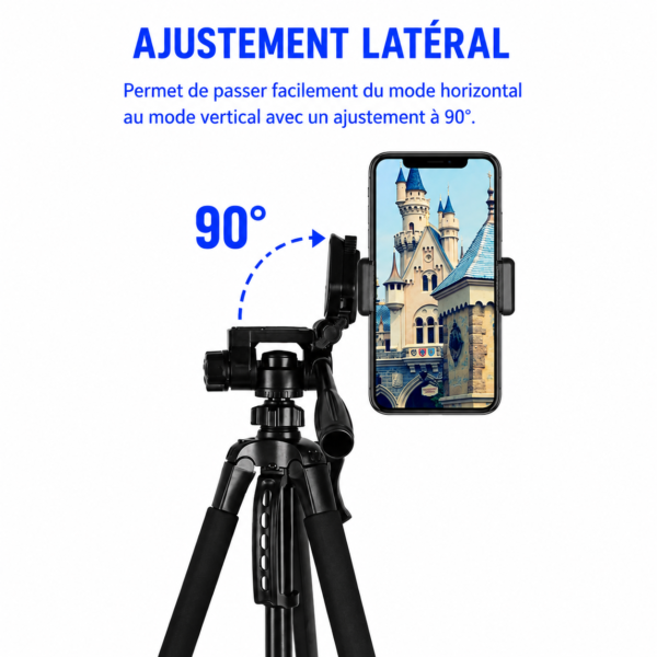 Trépied professionnel avec télécommande Bluetooth pour smartphone et caméra
