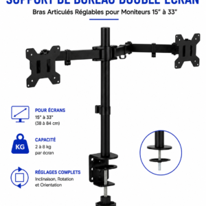 Support VESA double écran ergonomique