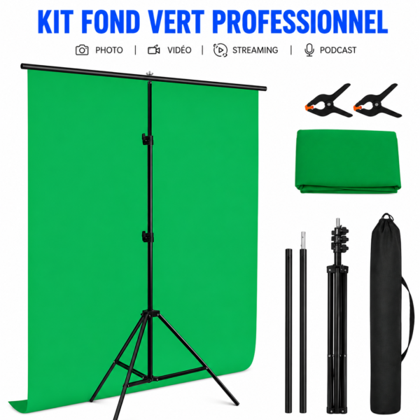 Kit Fond de Studio Green Screen 2×3 m PULUZ – Photo & Vidéo Professionnelles