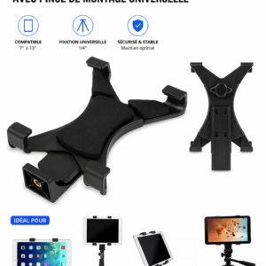 Support tablette réglable avec fixation standard 1/4 pouce