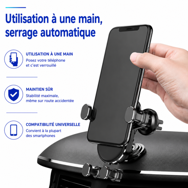 Support smartphone universel pour grille d'aération de voiture
