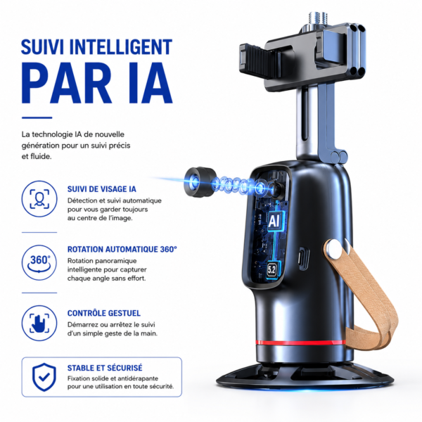 Support smartphone 360° compatible Android et iPhone avec application Apai Genie