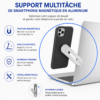 Support smartphone pliable en aluminium avec fixation magnétique