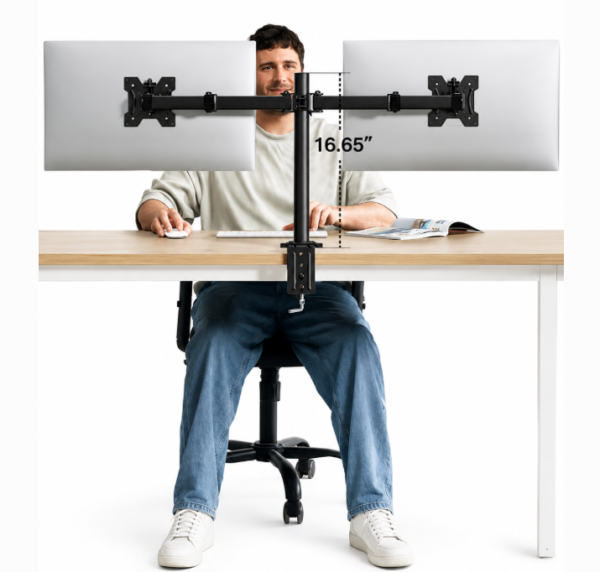 Bras de bureau pour deux écrans PC
